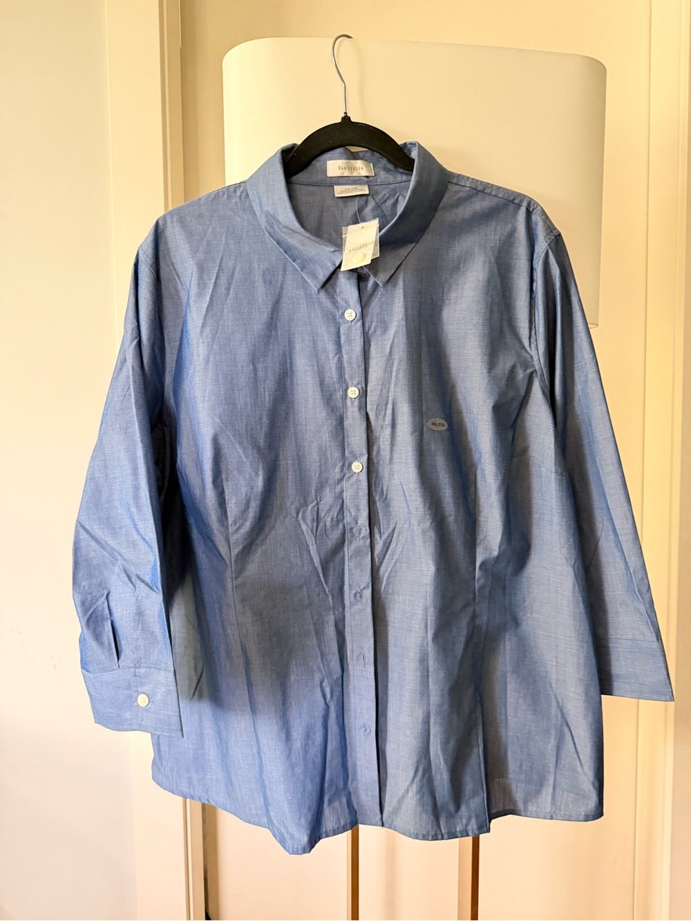 NWT Van Heusen Blue Chambray Button-Up Shirt XXL